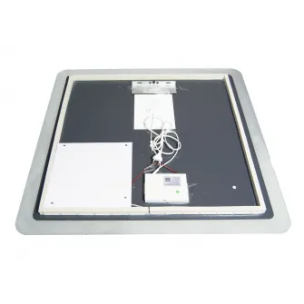 Oglinda baie cu iluminare LED Badenmob 18503, functie dezaburire, ceas, termometru si lupa, 80x80cm