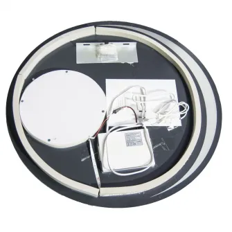 Oglinda baie cu iluminare LED Badenmob 19172, functie dezaburire, ceas, termometru si lupa, D80cm