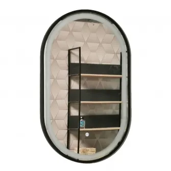 Oglinda baie cu iluminare LED Badenmob 19343, intrerupator touch MD3, 50x80cm, rama neagra