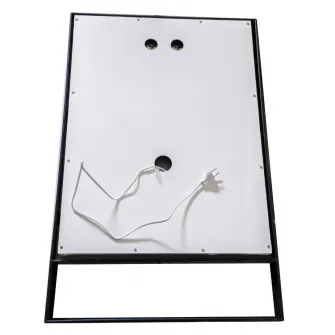 Oglinda baie cu iluminare LED Badenmob 19345, intrerupator touch MD6, 60x95cm, rama neagra si polita