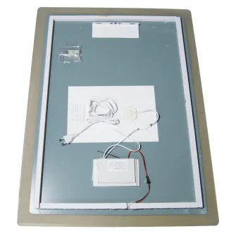 Oglinda baie cu iluminare LED Badenmob 19697, cu functie dezaburire, ceas, data si termometru, MD2, 60x80cm, clasa energetica G