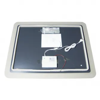 Oglinda baie cu iluminare LED Badenmob 19698, cu functie dezaburire, ceas, data si termometru, MD2, 80x60cm, clasa energetica G