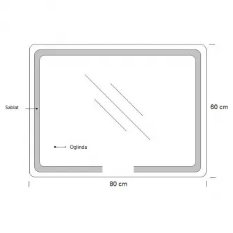 Oglinda baie cu iluminare LED Badenmob 19698, cu functie dezaburire, ceas, data si termometru, MD2, 80x60cm, clasa energetica G