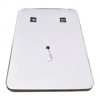 Oglinda baie cu iluminare LED Badenmob, functie dezaburire, ceas, data si termometru, 70x80cm, rama neagra