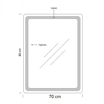 Oglinda baie cu iluminare LED Badenmob, functie dezaburire, ceas, data si termometru, 70x80cm, rama neagra