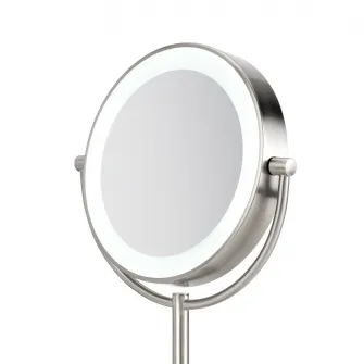 Oglinda cosmetica BaByliss 9437E, Led, Lupa, Marire 8x, 21.6 cm, 2 fete, rotire 360°, Silver