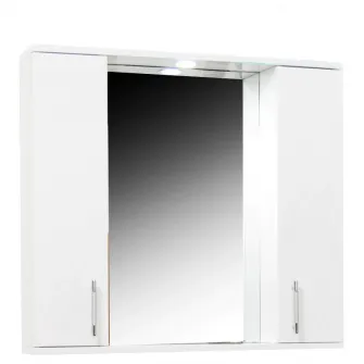 Oglinda cu dulap si iluminare LED Badenmob Seria 020, 80 cm, Alb