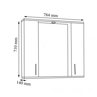 Oglinda cu dulap si iluminare LED Badenmob Seria 020, 80 cm, Alb