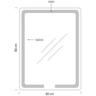 Oglinda cu iluminare LED Badenmob, Buton touch ON/OFF, functie dezaburire, ceas, data si termometru, 60x80cm, clasa energetica G