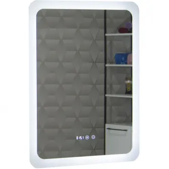 Oglinda cu iluminare LED Badenmob, functie dezaburire, ceas, data si termometru, MD2, 60x80cm