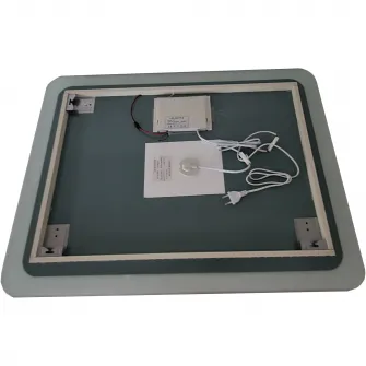 Oglinda cu iluminare LED Badenmob, functie dezaburire, ceas, data si termometru, MD2, 60x80cm