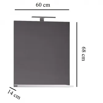 Oglinda cu polita Badenmob Seria 055, 60x68x14 cm, Alb