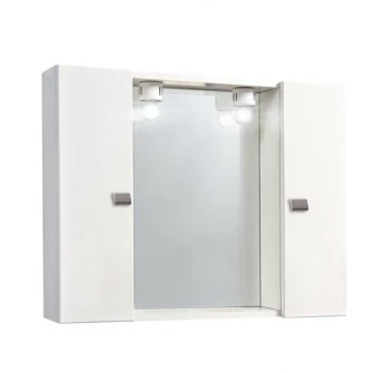 Oglinda Kring, cu doua dulapioare albe si iluminare, 77x57x16cm