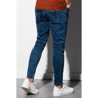 OMBRE, Blugi cu terminatie nefinisata, Albastru inchis, S