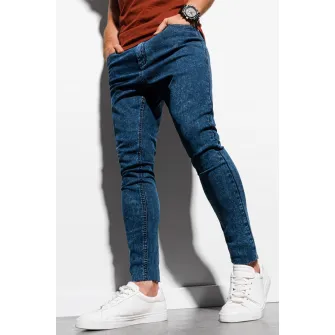 OMBRE, Blugi cu terminatie nefinisata, Albastru inchis, S