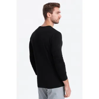 OMBRE, Bluza cu decolteu in V si detaliu logo, Negru, XL