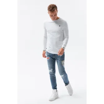 OMBRE, Bluza cu decolteu la baza gatului, Alb optic, XL
