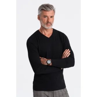 OMBRE, Bluza din bumbac cu decolteu in V, Negru, XL