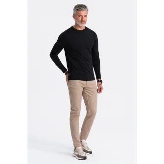 OMBRE, Bluza din bumbac cu decolteu la baza gatului, Negru, 2XL