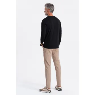 OMBRE, Bluza din bumbac cu decolteu la baza gatului, Negru, 2XL