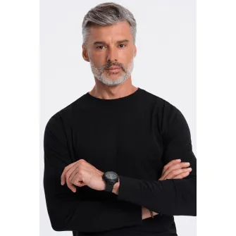 OMBRE, Bluza din bumbac cu decolteu la baza gatului, Negru, 2XL