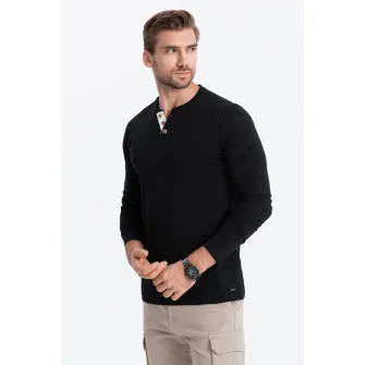 OMBRE, Bluza din bumbac cu fenta cu nasturi, Negru, S