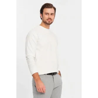 OMBRE, Bluza lejera cu decolteu la baza gatului, Alb murdar, 2XL