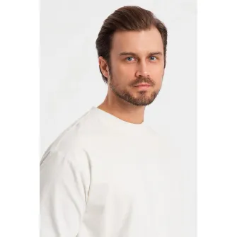 OMBRE, Bluza lejera cu decolteu la baza gatului, Alb murdar, 2XL