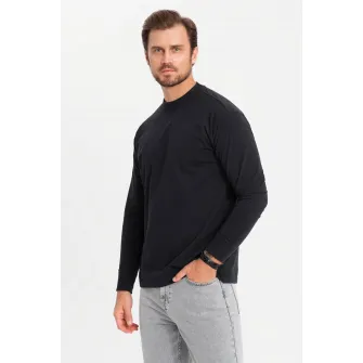 OMBRE, Bluza lejera cu decolteu la baza gatului, Negru, S