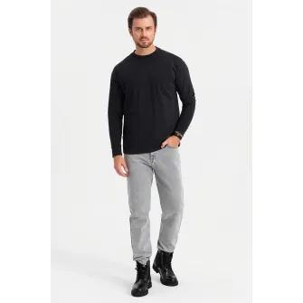 OMBRE, Bluza lejera cu decolteu la baza gatului, Negru, S