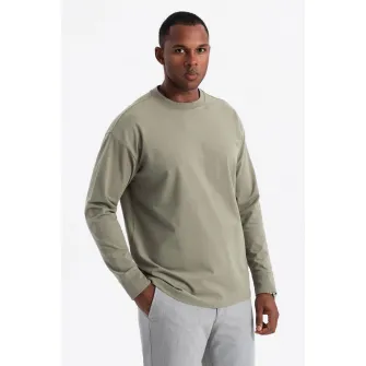 OMBRE, Bluza lejera cu decolteu la baza gatului, Verde spranghel, S