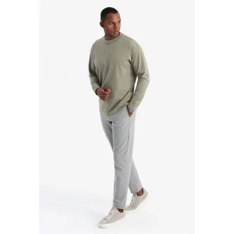 OMBRE, Bluza lejera cu decolteu la baza gatului, Verde spranghel, S