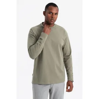 OMBRE, Bluza lejera cu decolteu la baza gatului, Verde spranghel, S