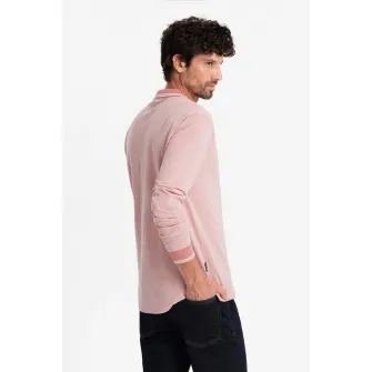 OMBRE, Bluza polo cu fenta cu fermoar, Roz deschis, 2XL