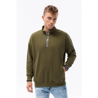 OMBRE, Bluza sport din amestec de bumbac cu maneci cazute, Verde militar, S