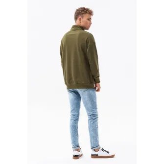 OMBRE, Bluza sport din amestec de bumbac cu maneci cazute, Verde militar, S