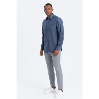 OMBRE, Camasa regular fit cu buzunar aplicat pe piept, Albastru inchis, S