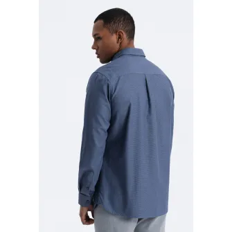 OMBRE, Camasa regular fit cu buzunar aplicat pe piept, Albastru inchis, S