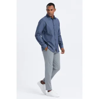 OMBRE, Camasa regular fit cu buzunar aplicat pe piept, Albastru inchis, S