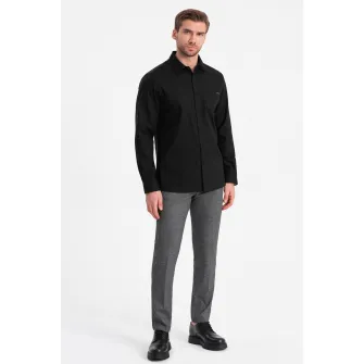 OMBRE, Camasa regular fit cu buzunar aplicat pe piept, Negru, S
