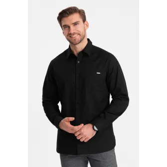 OMBRE, Camasa regular fit cu buzunar aplicat pe piept, Negru, S