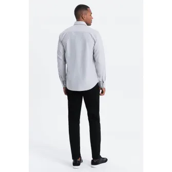 OMBRE, Camasa regular fit cu buzunar pe piept, Gri deschis, S