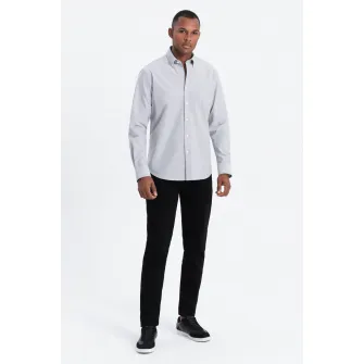 OMBRE, Camasa regular fit cu buzunar pe piept, Gri deschis, S
