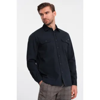 OMBRE, Camasa regular fit cu buzunare pe piept, Albastru ultramarin, S