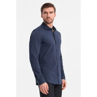 OMBRE, Camasa regular fit de bumbac, Bleumarin, S