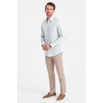 OMBRE, Camasa sim fit cu imprimeu, Albastru, 2XL