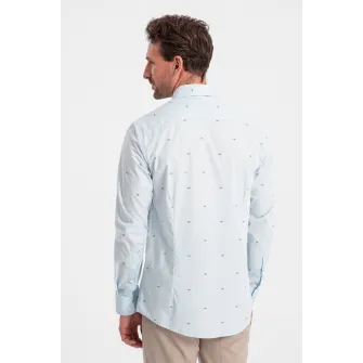 OMBRE, Camasa sim fit cu imprimeu, Albastru, 2XL
