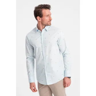 OMBRE, Camasa sim fit cu imprimeu, Albastru, 2XL