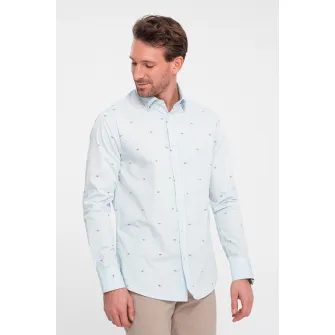 OMBRE, Camasa sim fit cu imprimeu, Albastru, 2XL