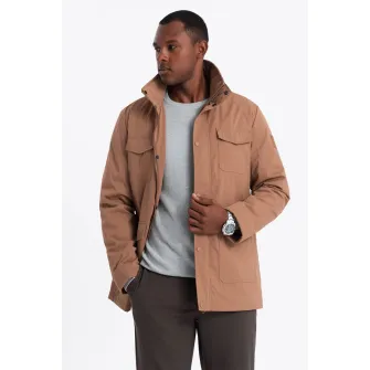 OMBRE, Geaca usoara cu buzunare multiple, Maro camel, XL